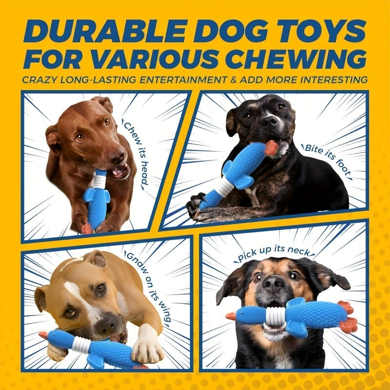 Dog Toy Nylon Goose or Clownfish Chew Design for Medium and Large Dogs in Two Blue Styles for Interactive Chew Play