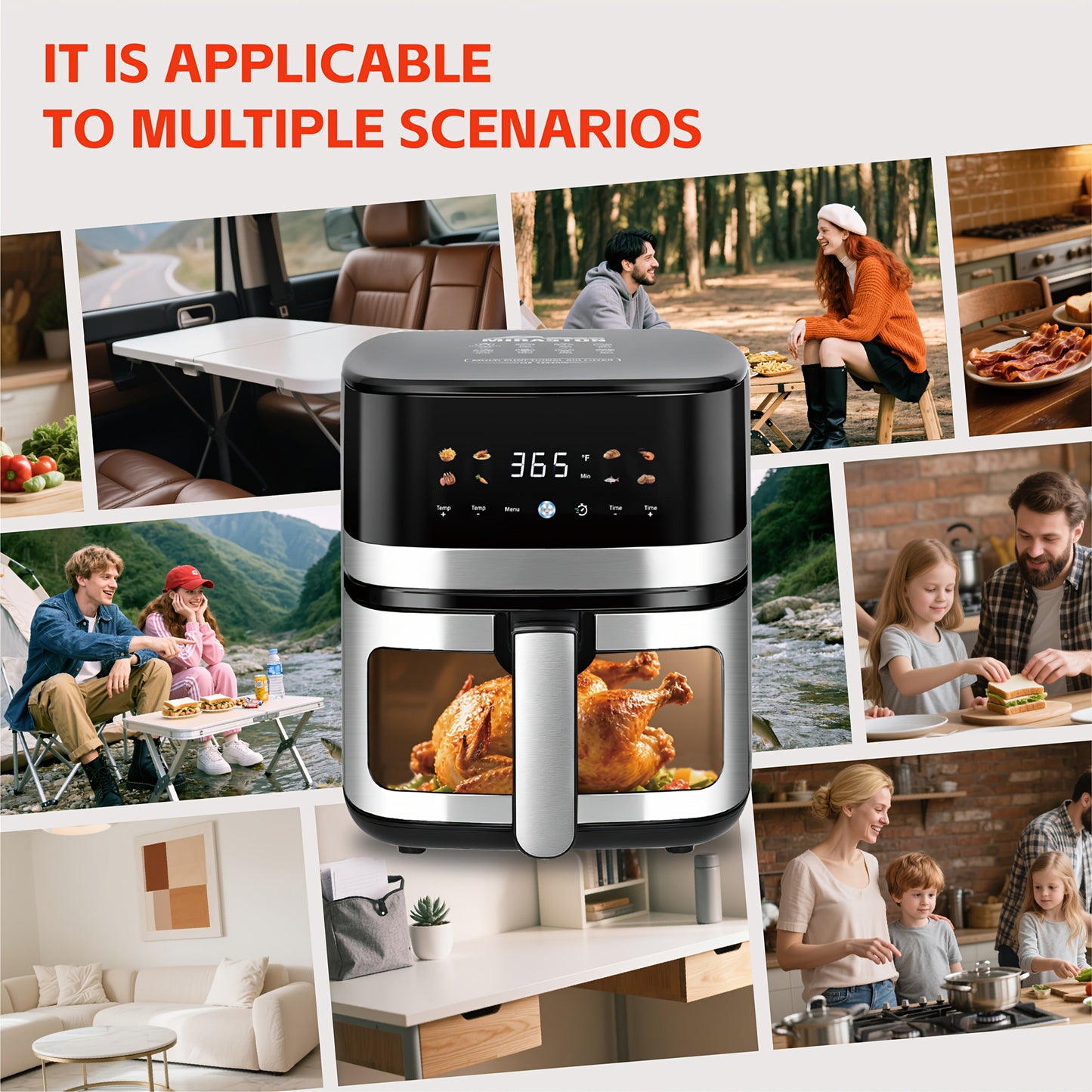 5.8Qt Air Fryer with Touchscreen Control Panel, Viewing Window, Eight Presets and 20 Paper Liners