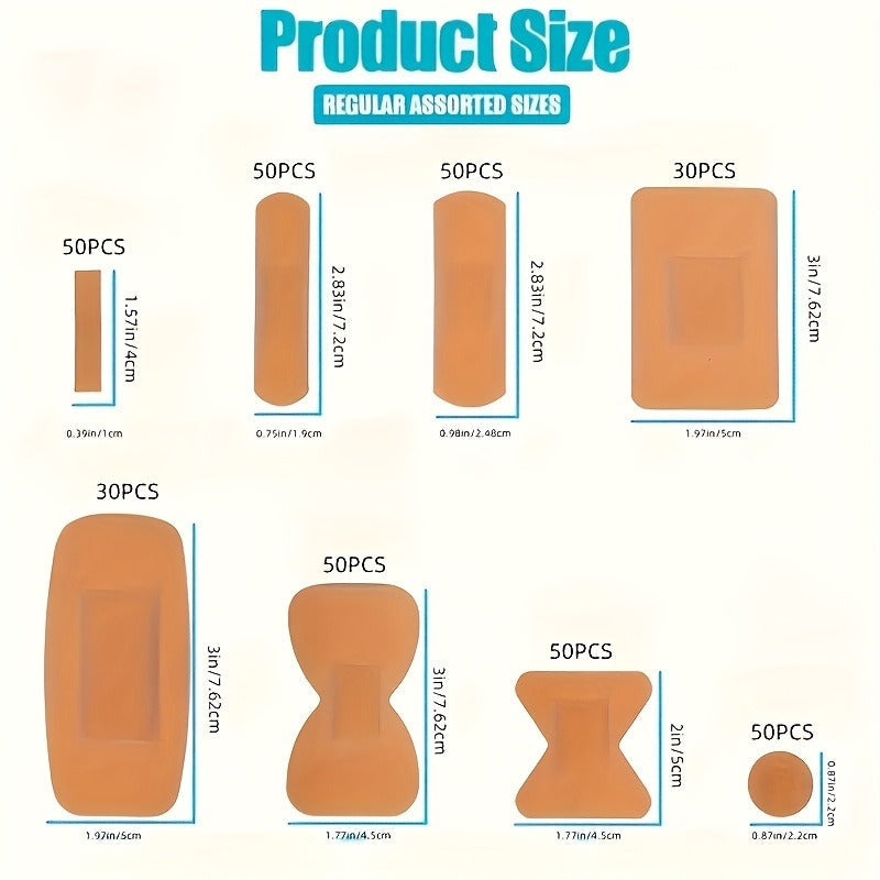 360-Piece Assorted Adhesive Bandage Set with Regular, Fingertip and Knuckle Shapes in 8 or 12 Styles