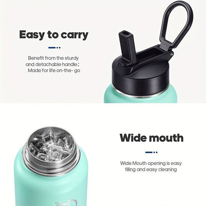 40oz HydroPal Water Bottle with Separate Straw and Chug Lids, Two Straws and 12 Color or Pattern Options