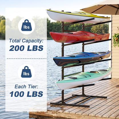 Kayak Storage Rack, Adjustable Stand for SUP, Canoe & Paddle Board, Wall, Dock & Freestanding, 400 lbs Capacity