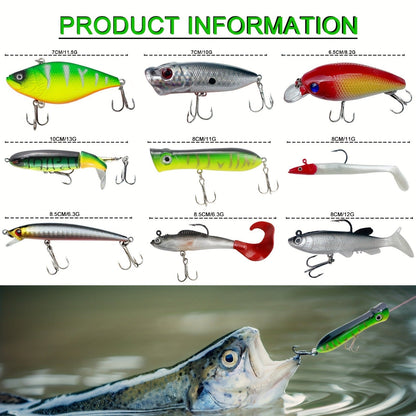 Fishing Lure Set 346-Piece Mixed Tackle Assortment with Hard Baits, Soft Baits, Hooks, Weights and Tiered Storage Box