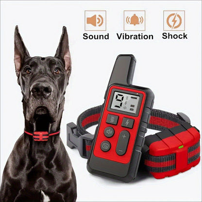 Bark Control Collar with Remote 9-Level Adjustable – Rechargeable Dog Training Collar with Sound, Vibration & Shock Modes, 500m Range for Small Medium Large Dogs (Red & Black)