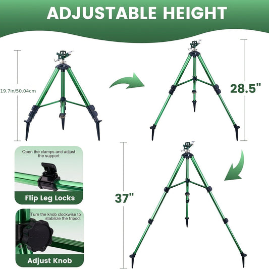 Impact Sprinkler Tripod 360° Zinc Head Lawn Yard Irrigation Flip Lock