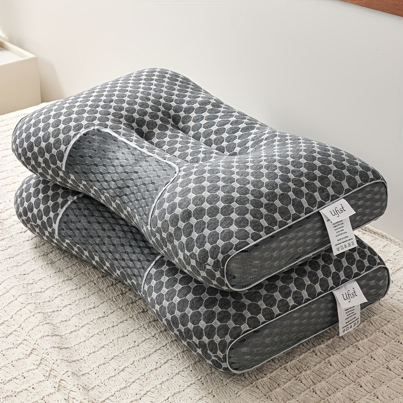 Bed Pillow Set of 2 Contoured Side-Sleeper Pillows with Removable Washable Covers in Five Colors