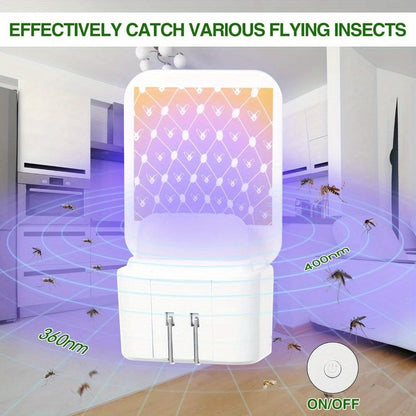 Plug-In Flying Insect Trap Pest Control Device with UV Light, Sticky Boards and 10 or 20 Pad Options for Indoor Use