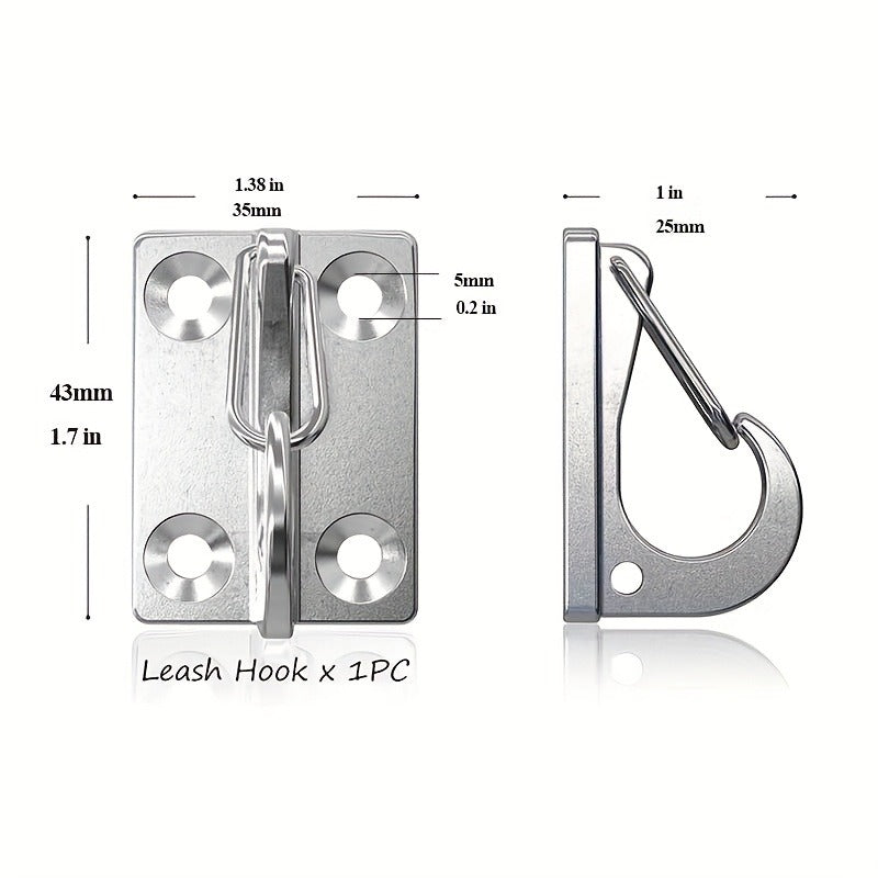Heavy Duty Dog Tie Out Wall Hooks Set of 2 - Metal Wall-Mounted Leash Anchor with Dual Switchable Hooks, Scratch-Resistant for Walls & Floors, Sturdy Indoor & Outdoor Dog Leash Hook, Grey