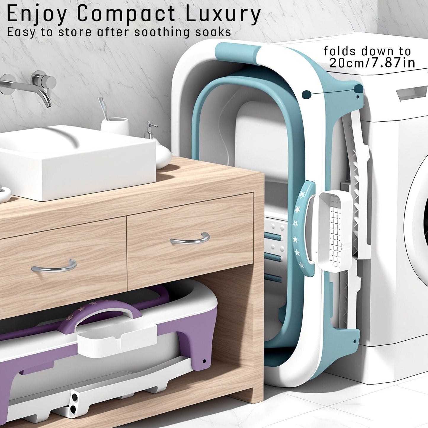 Portable Bathtub for Adults with Insulation Cover & Drainage Pipe – Foldable Hot Tub for Indoor Outdoor Sauna