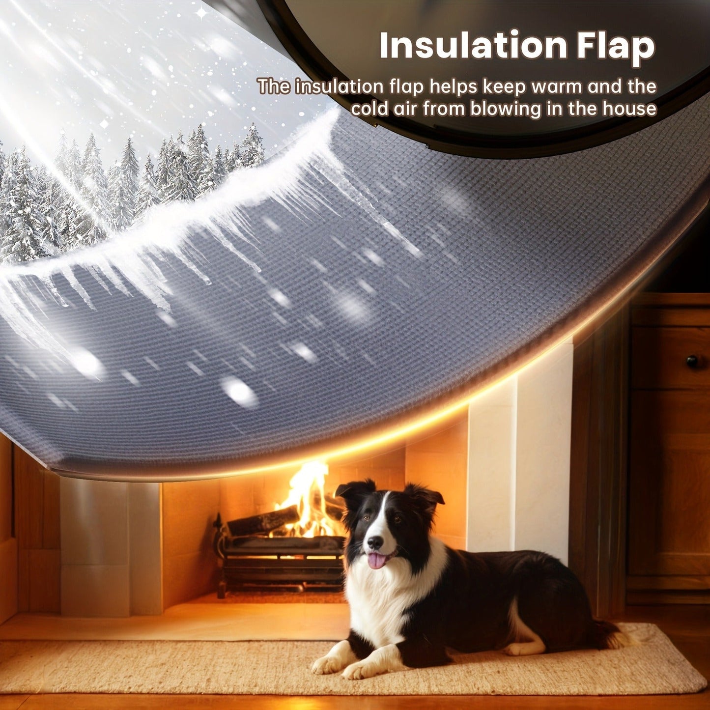 Dog Door 3-Flap Magnetic Pet Door for Interior & Exterior Doors or Wall – Heavy Duty Insulated Doggie Door with Closing Panel, Medium & Large, Fits Dogs 45–100 lbs, White & Black