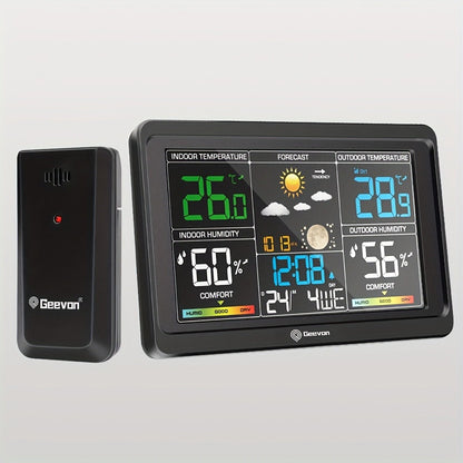 Wireless Indoor and Outdoor Weather Station with Color LCD, Remote Sensor, Barometer and Moon Phase