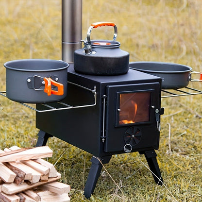 Portable Stainless Steel Wood Burning Camp Stove, Foldable Backpacking Rocket Stove for Outdoor Camping, Hiking & Survival