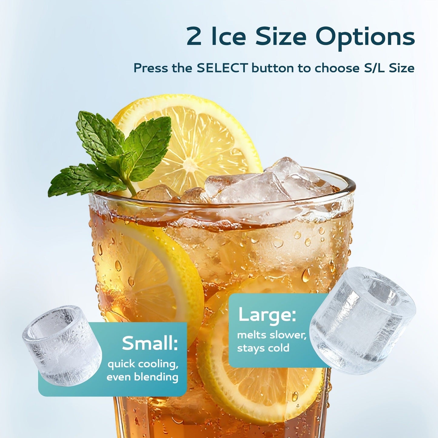 Countertop Bullet Ice Maker with 26-29 lb Daily Labels, 8 Cubes per 6 Minutes and Three Colors