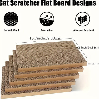 Cat Scratching Board & Bed Combo – 5-Layer Large Corrugated Cardboard Scratcher with Premium Texture, Replaceable Design for Indoor Cats & Kittens, Standard & Extra Large, Set of 5