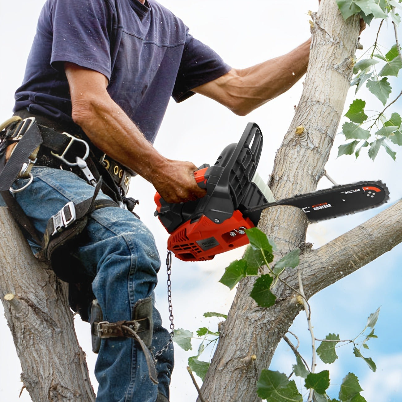 NEO-TEC NCS2500 Top Handle Gas Chainsaw 12-Inch – 25.4CC 2-Stroke, One-Hand Operation, 8 lbs, Easy Start, Portable Tree Cutting Saw