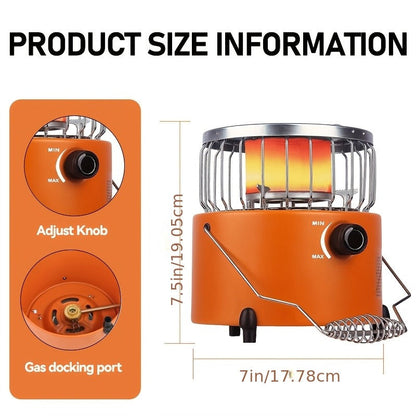 Two-in-One Outdoor Propane Radiant Heater and Cooking Stove with Hose, Converter and 7-Inch Orange Body