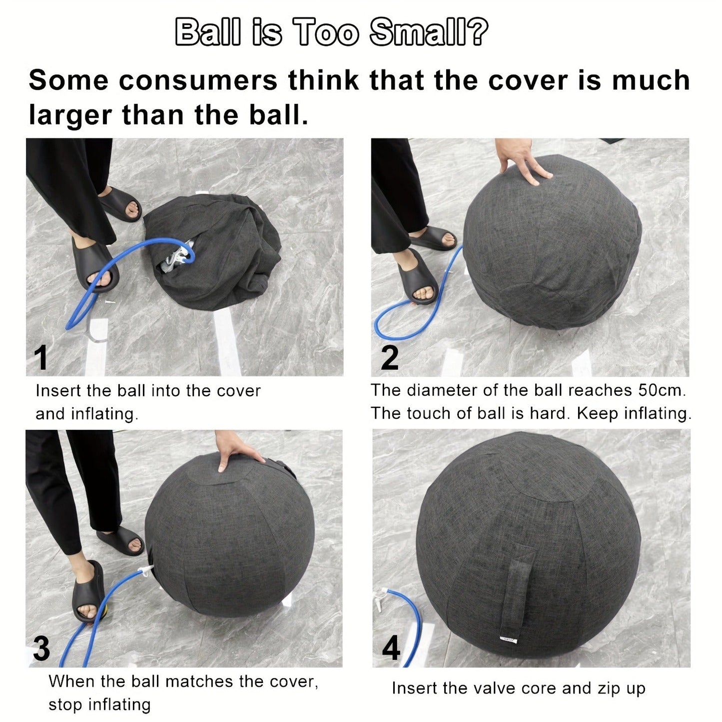 Fitness Equipment 65cm Exercise Ball Chair with Fabric Cover, Carry Handle, Pump and Two Color Options