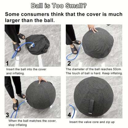 Fitness Equipment 65cm Exercise Ball Chair with Fabric Cover, Carry Handle, Pump and Two Color Options