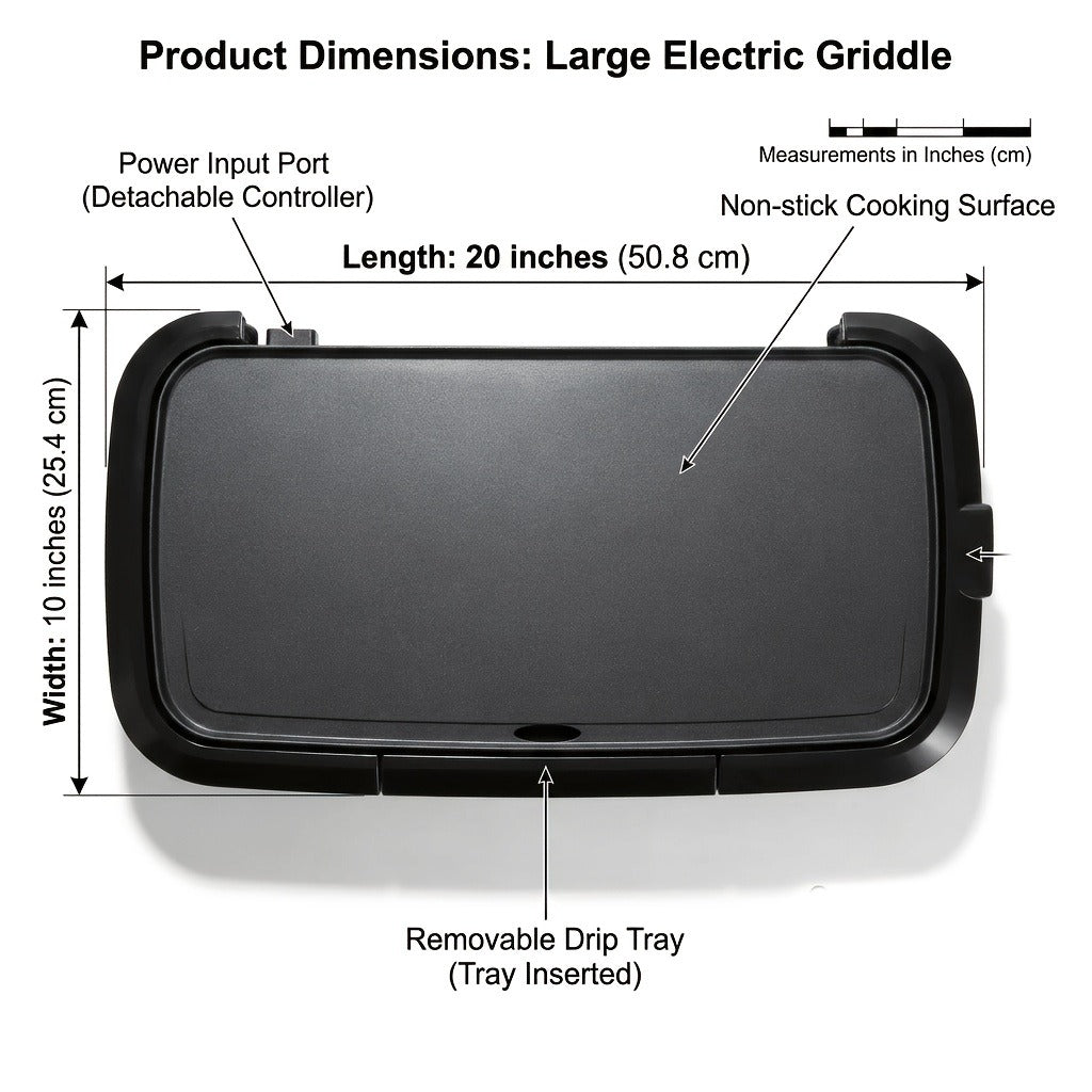 Electric Griddle Non-Stick Teppanyaki Grill Pan, Frying & Grilling All-in-One for Eggs, Steaks, Bacon, Pancakes & Seafood – Easy-Clean Indoor Electric Grill for Breakfast, BBQ & Party