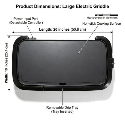 Electric Griddle Non-Stick Teppanyaki Grill Pan, Frying & Grilling All-in-One for Eggs, Steaks, Bacon, Pancakes & Seafood – Easy-Clean Indoor Electric Grill for Breakfast, BBQ & Party