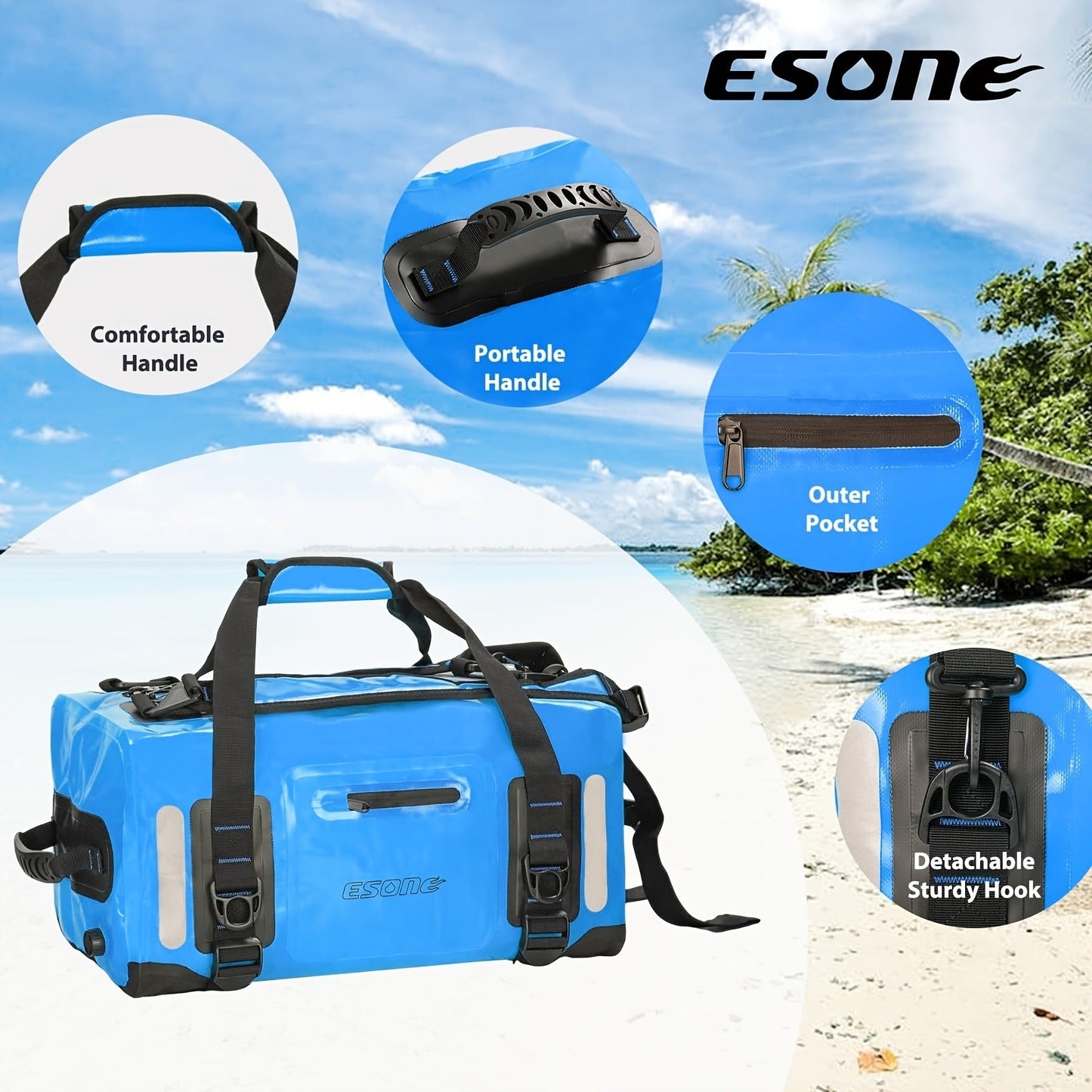 Outdoor Dry Duffel Bag in Blue, Orange or Yellow with 40 L, 60 L and 23.78-Gallon Capacity Options