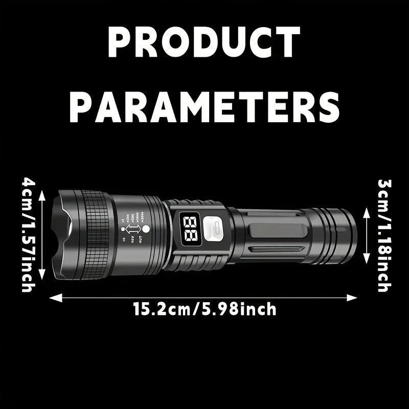 Flashlight 800-Lumen Zoomable Rechargeable Torch with 150m Range in 2, 4 or 8-Piece Packs for Outdoor Use