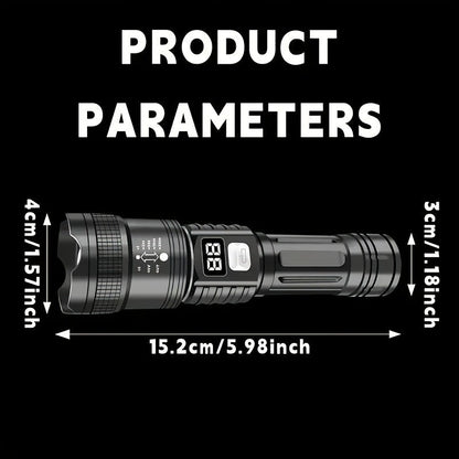 Flashlight 800-Lumen Zoomable Rechargeable Torch with 150m Range in 2, 4 or 8-Piece Packs for Outdoor Use