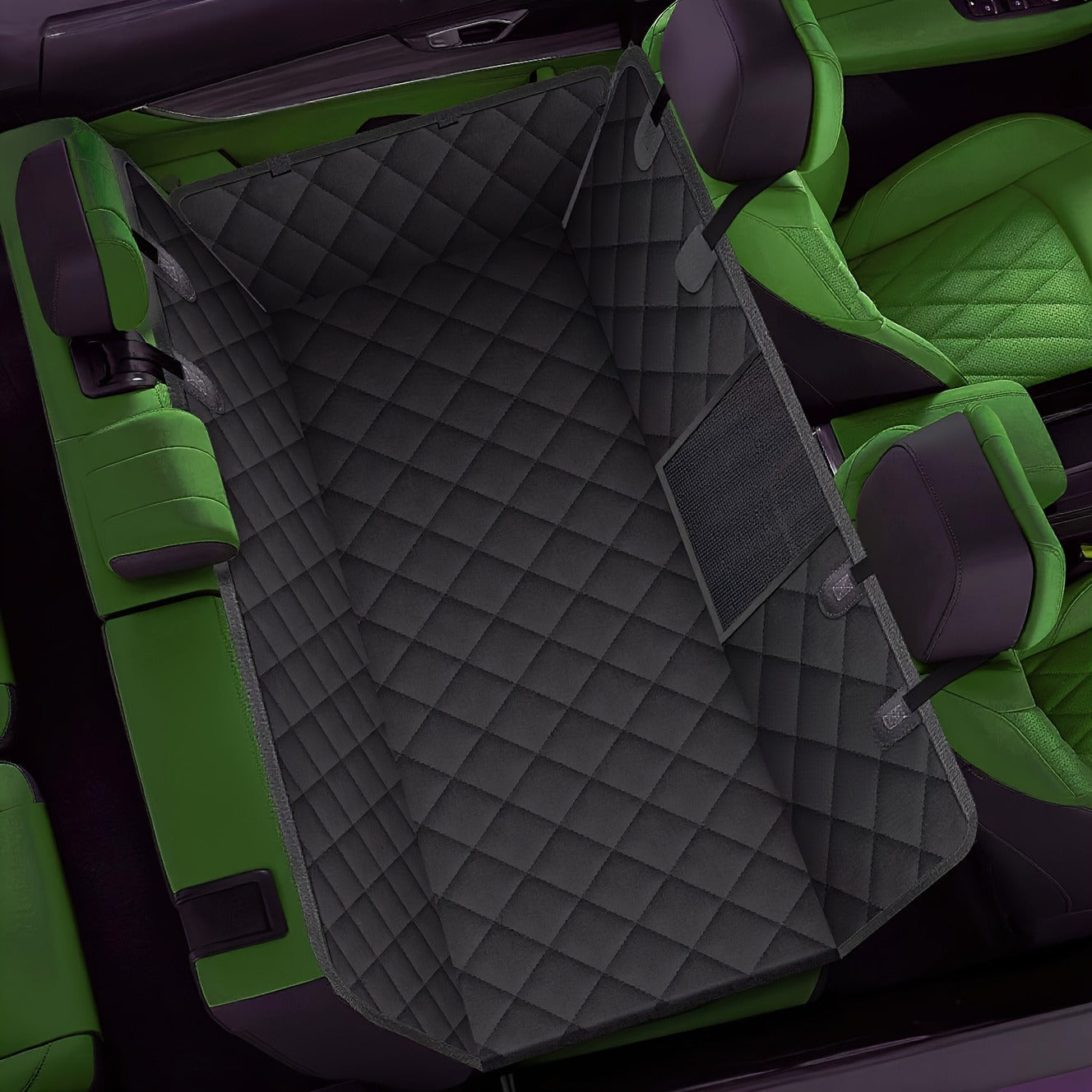 Dog Car Seat Cover for Back Seat - Waterproof Oxford & TPU Pet Seat Protector with Anti-Slip Base, Side Flaps, Seat Belt Openings & Mesh Window, Machine Washable Dog Car Cover for SUVs & Vehicles