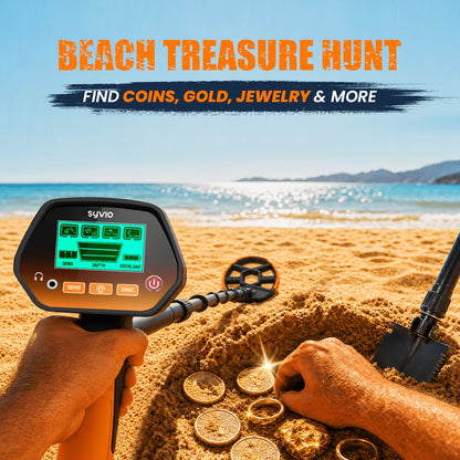 LCD Metal Detector with 8-Inch Search Coil, Adjustable Shaft and Green, Yellow or Basic-Version Options