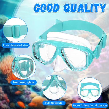Six-Pack Nose-Cover Swimming Masks with 6.7-Inch Frames, Adjustable Elastic Straps and Mixed Color Assortment