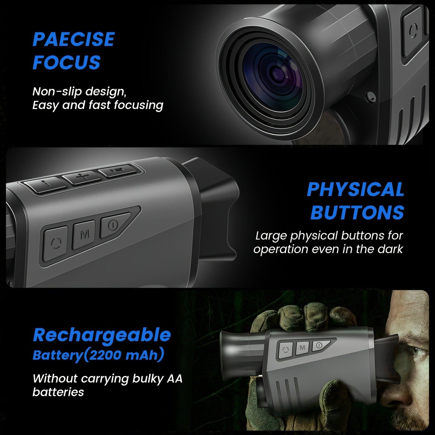 Night Vision Monocular 10x40 IR – 16x Digital Zoom, 32GB Card