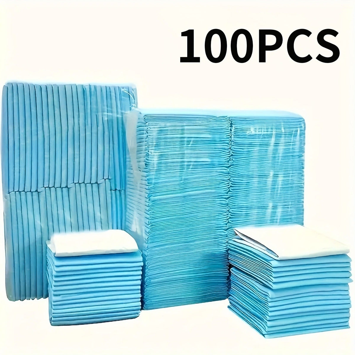 23.6-Inch Square Pet Training Pads with 50, 125 or 300-Piece Pack Options in Blue and White