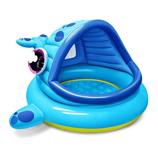 Inflatable Kiddie Pool with Sun Shade Canopy – Whale Baby Splash Pool Tent for Toddlers, Blow Up Wading Pool for Backyard Beach Summer Water Play