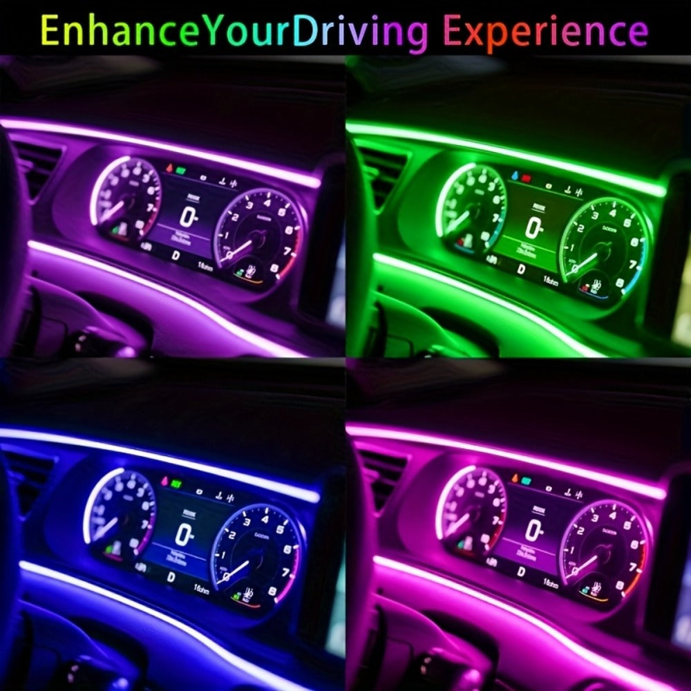 7-Color LED Car Interior Light Strip 118" Flexible USB 5V App Control Music Sync RGB Neon Ambient Lighting for Dashboard Center Console Decoration, Cars Trucks SUVs Tech Enthusiast Upgrade