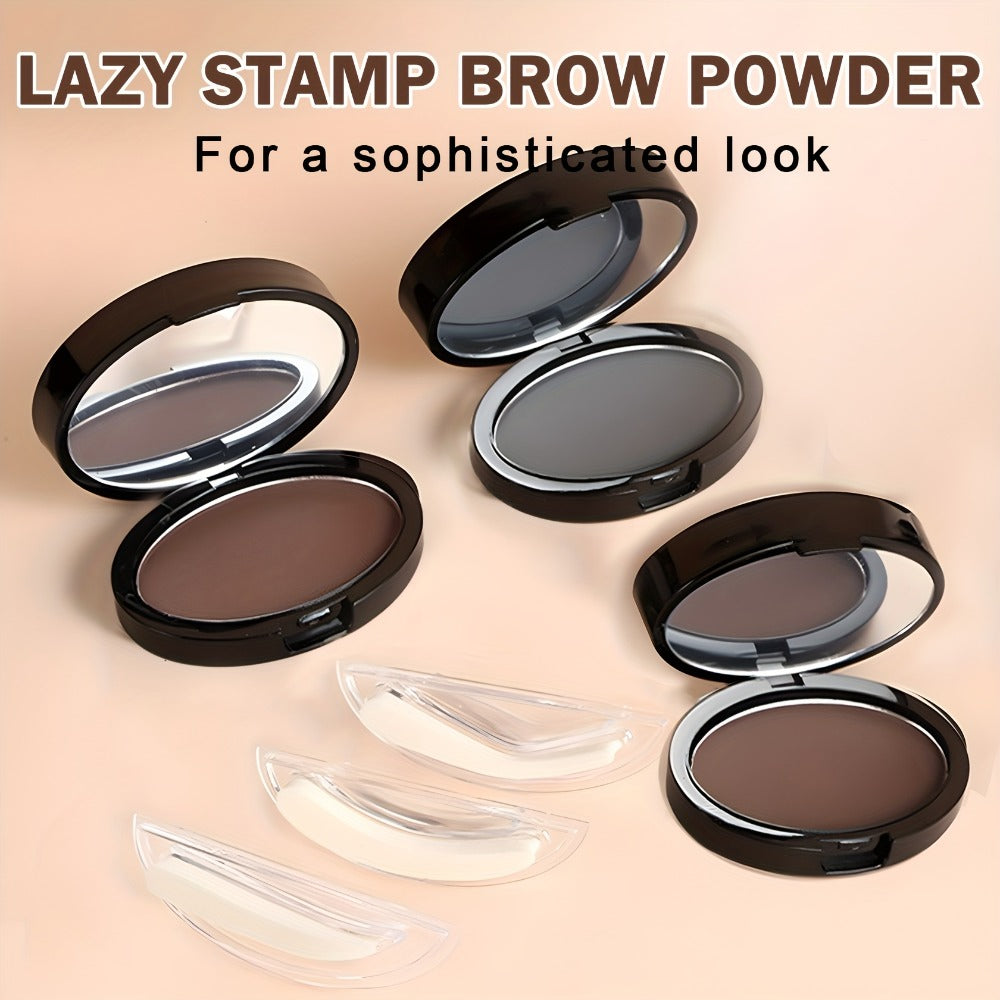 Waterproof Eyebrow Stamp Powder Kit Natural Arched Brow Shaping Long-Lasting Makeup for Women – Beginner Friendly Works on Dry & Oily Skin – Grey, Light Brown, Dark Brown Shades