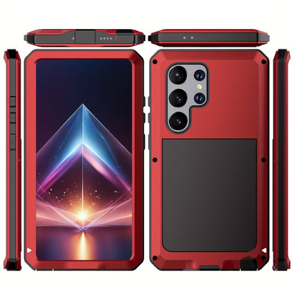 Phone Case Heavy Metal Frame with Built-In Glass Screen Protector and S Pen Access for Galaxy S23/S24 Ultra