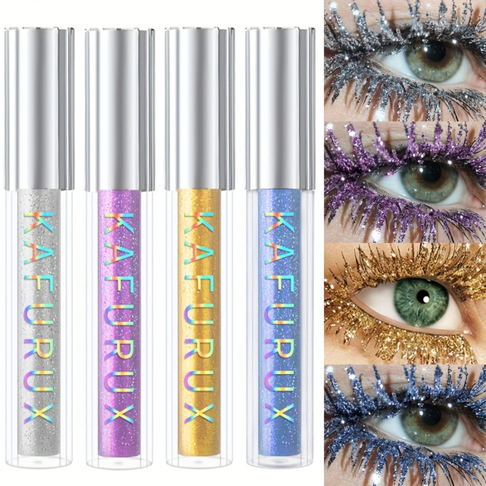 Colored Mascara Set 4pcs for Women — Vibrant Silver Blue Yellow Purple Curling Long-Lasting Formula, Highly Pigmented Bold Eye Makeup for Daily Wear Clubbing Festival Party Looks