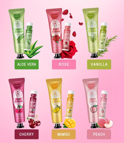 Shea Butter-Labeled Hand Cream and Lip Balm Gift Set with Vitamin E-Labeled Skin Care Formula
