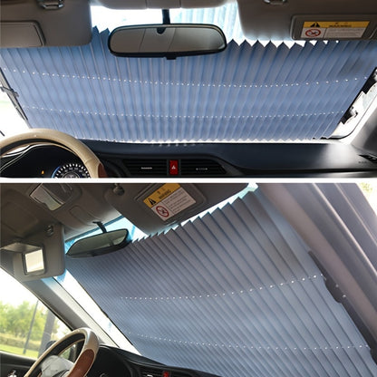 Front Window Sunshade Auto Retractable 46cm | Thermal Insulation Sun Blocking, Easy Fold & Store, Summer Essential Car Accessory for Sedan SUV Truck Windshield