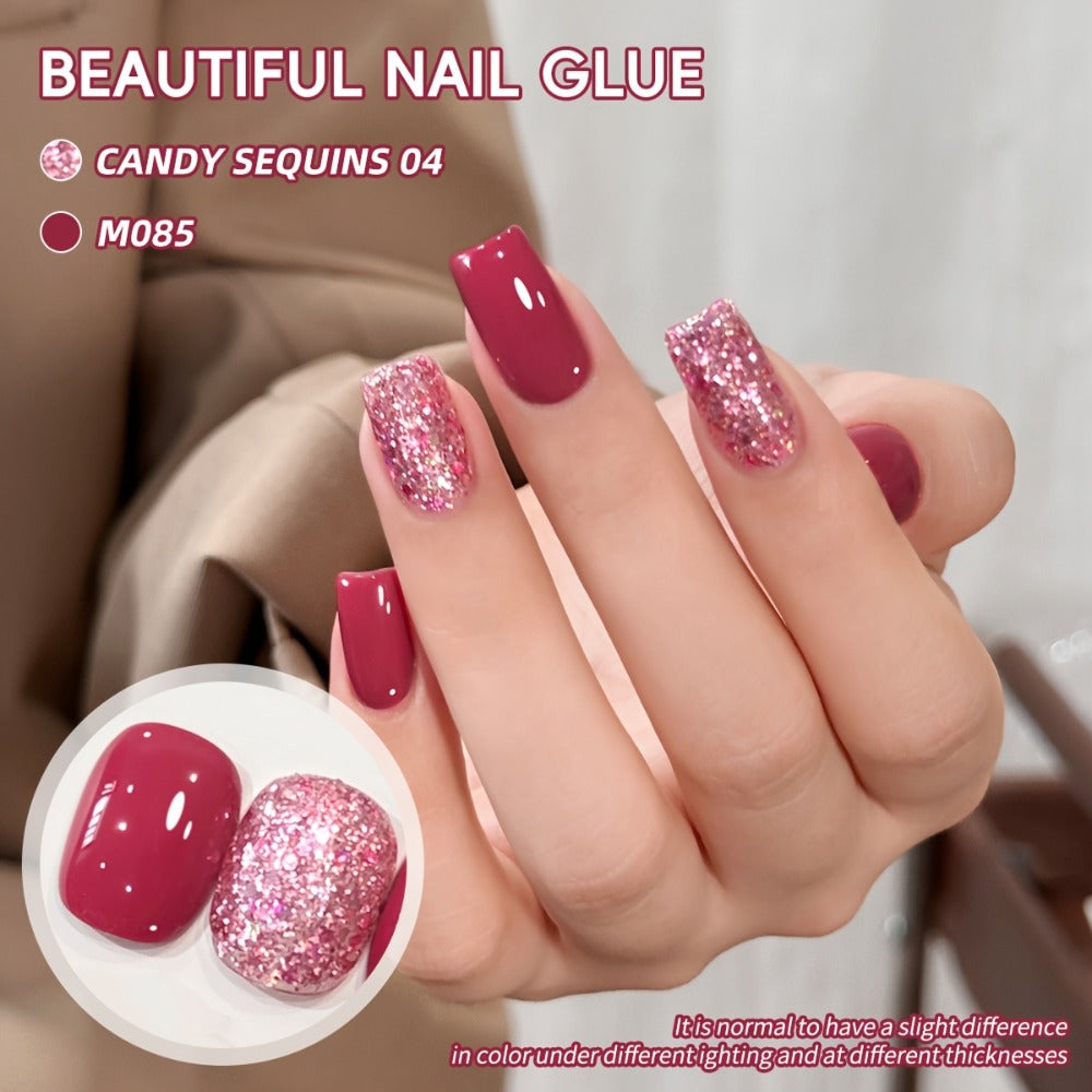 Gel Nail Polish Set with XEIJAYI Label, 2 Candy Holographic and Nude Pink Glitter Gel Colors