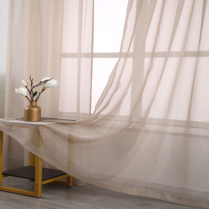 Two-Panel Solid Sheer Curtains with Rod-Pocket Header, Seven Colors and Four Size Configurations