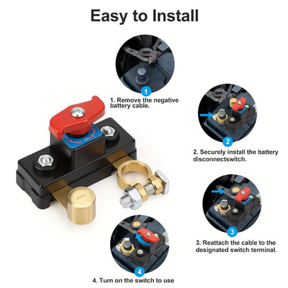 Battery Disconnect Switch 2pcs – Rotary Isolator Cut-Off for 12V & 24V Systems, Brass Corrosion-Resistant, Fits Cars Trucks Boats – No-Tool Installation