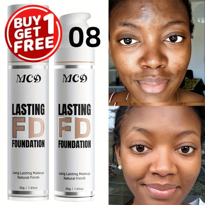 Liquid Foundation 2pcs Set Full Coverage Concealer Natural Finish Long Lasting Lightweight Breathable Face Makeup for All Skin Types Women 9 Shade Options