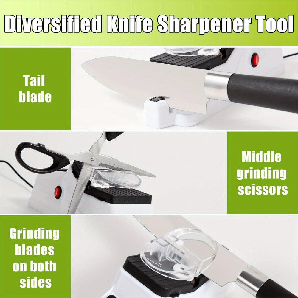 USB-Powered Electric Knife Sharpener with Five Double-Sided Stones and Clear Protective Cover