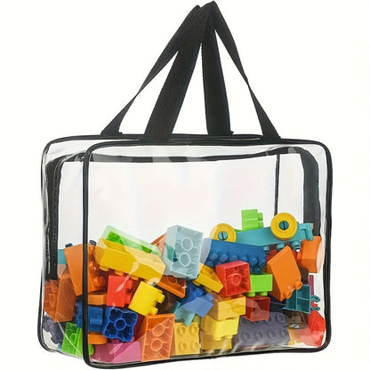 Four-Piece Clear Storage Bag Set with Black Handles, Zipper Closures and Approximate 30cm Width
