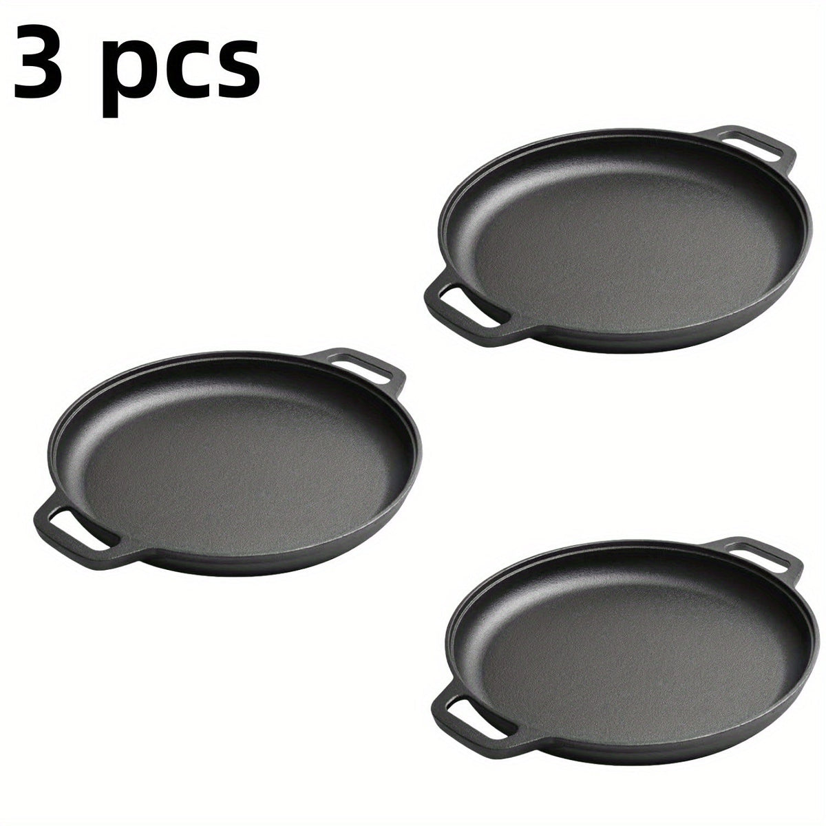 Pre-Seasoned Cast Iron Pan Set - Non-Stick Multifunctional Skillet for Pizza Home Kitchen Outdoor Cooking