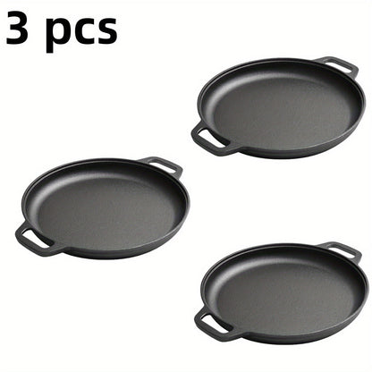 Pre-Seasoned Cast Iron Pan Set - Non-Stick Multifunctional Skillet for Pizza Home Kitchen Outdoor Cooking