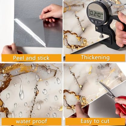 Peel and Stick Wall Tiles 50/100pcs Waterproof PVC Marble Self Adhesive Vinyl Tile Stickers for Bathroom Kitchen Living Room, TV Backdrop Shower Wall Panels Modern Home Decor Easy Installation