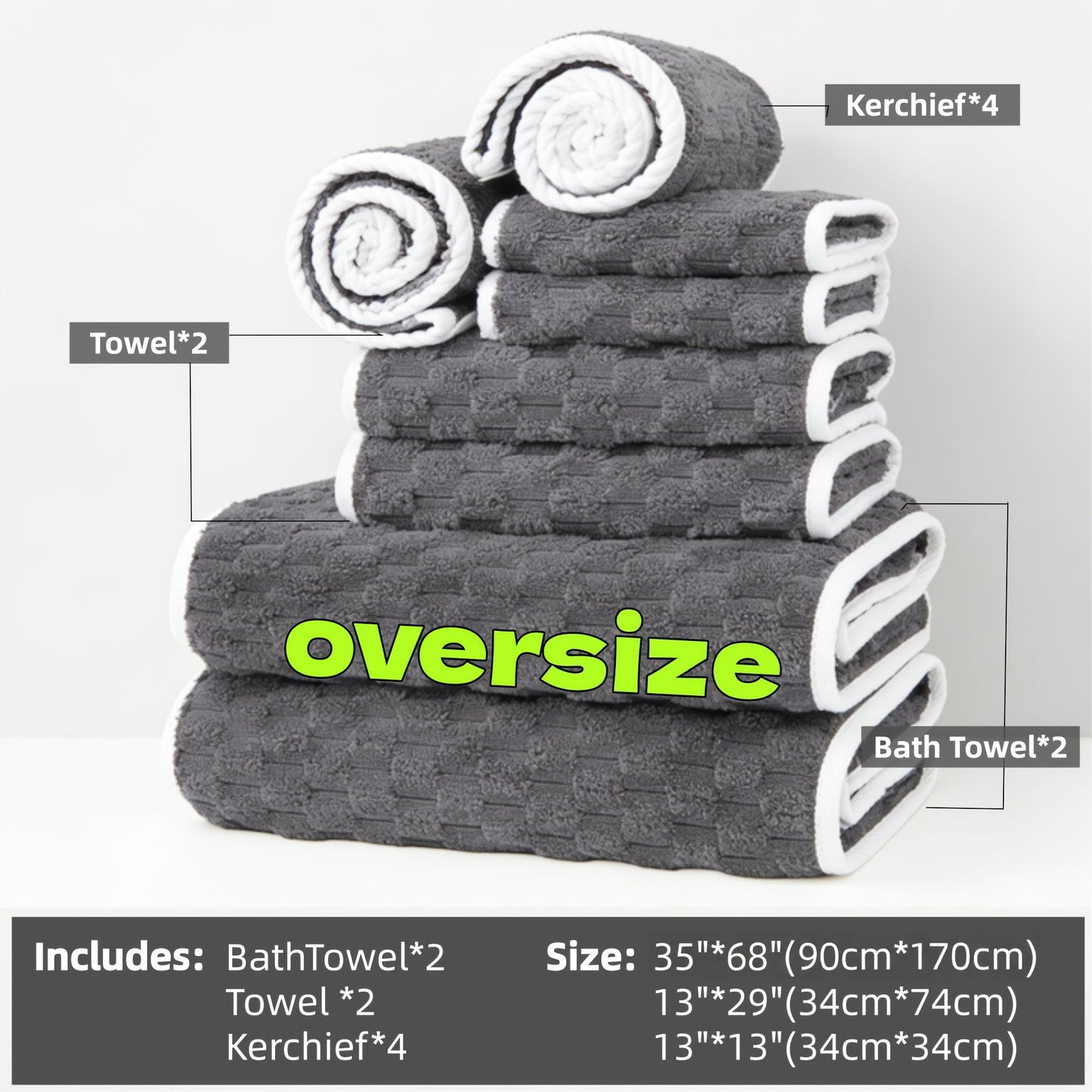 Bath Towels Set 4 or 8 Piece Microfiber Waffle Weave Collection in Gray, Pink, Blue and Beige