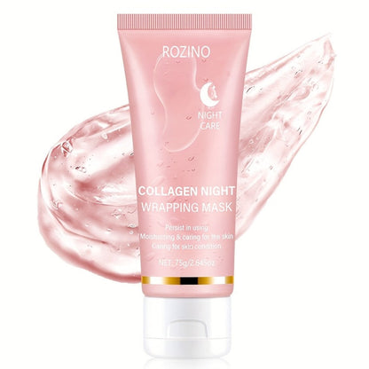 Collagen Overnight Wrapping Facial Mask with Hyaluronic Acid - Korean Skincare Sleep Mask for Glowing Skin, Deep Hydration, Firming & Anti-Sagging | 2.645oz