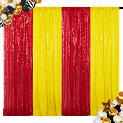 Sequin Backdrop Curtain 4 Panels 2FTx8FT – Shimmer Glitter Background for Wedding Party Photo Booth Decoration